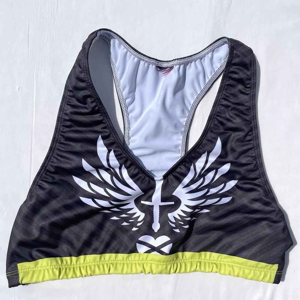 Betty Designs Brave Heart Racing Tri Sports Bra Large Black Green